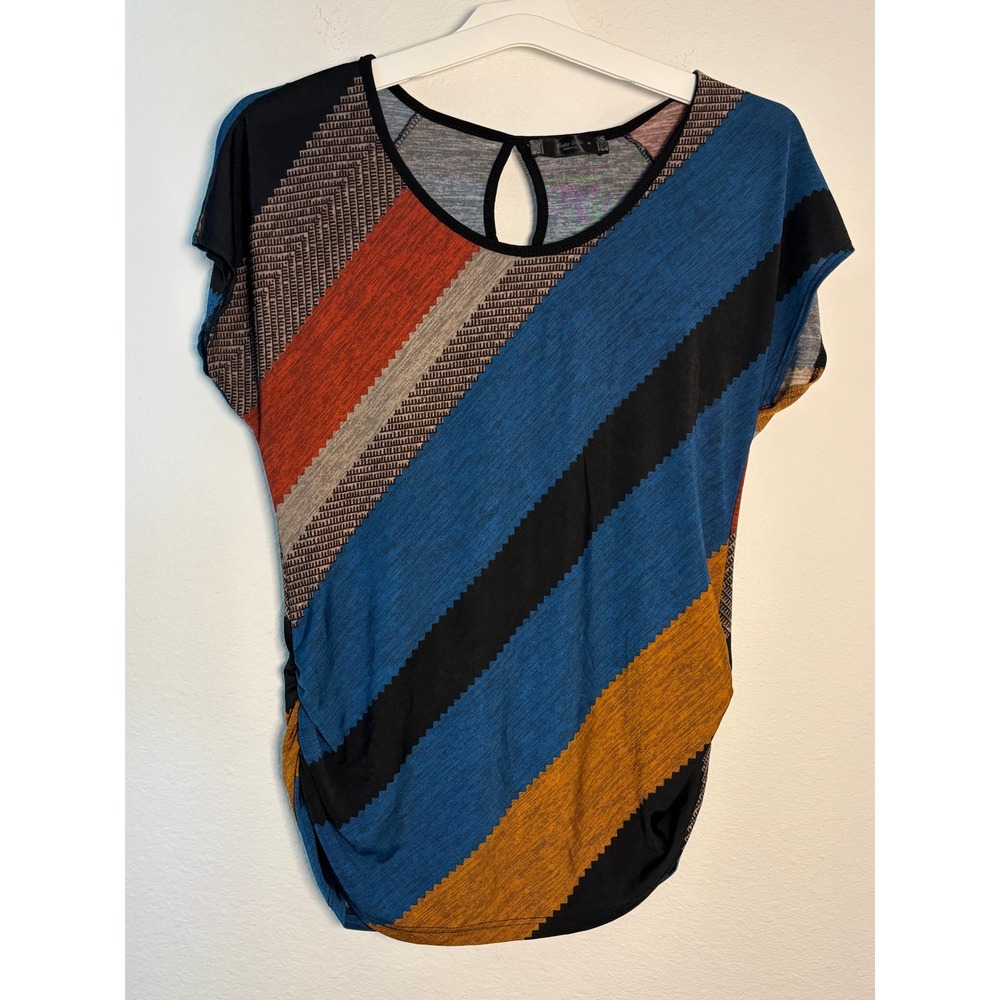 Tutta Bella Maternity Striped Side Ruched Short Sleeve Top Multi Color Size M